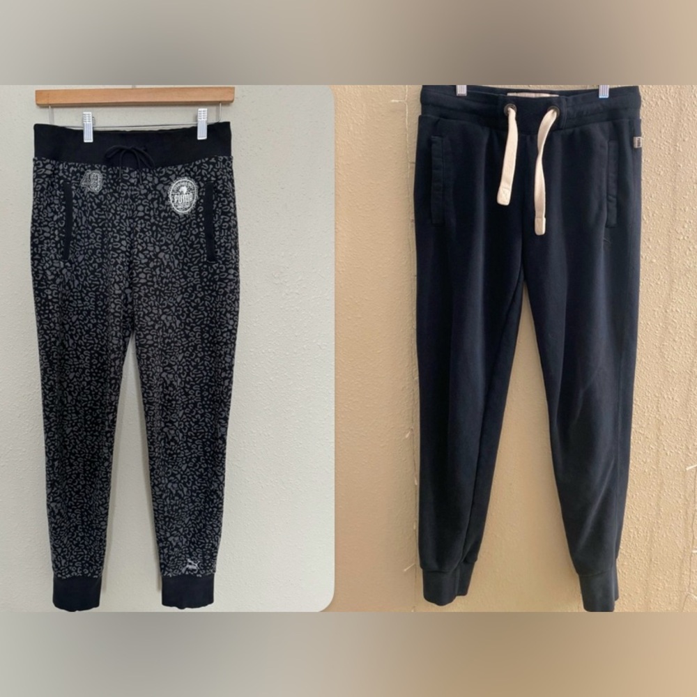 *2 PAIR - Puma Black and Gray Animal Print Joggers + Puma Black Joggers